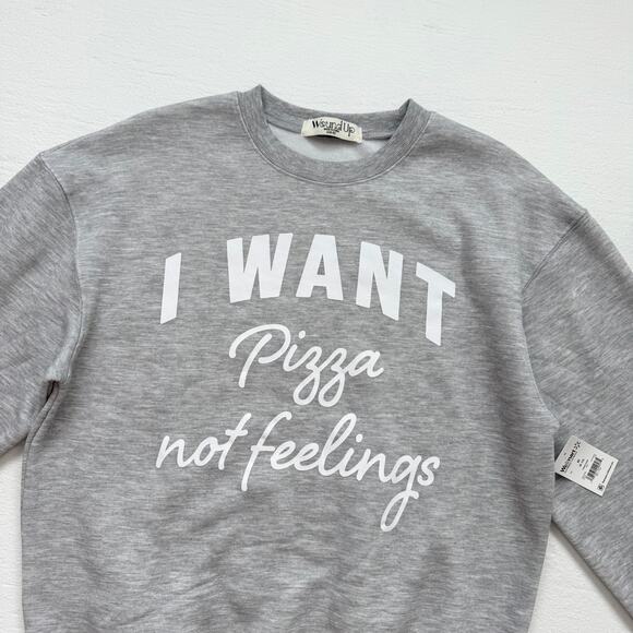 Wound Up Pizza Graphic Sweatshirt Gray Pullover, Size Medium - Picture 2 of 6